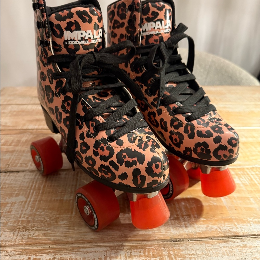 Impala Women's Leopard Roller Skates with Red Wheels size 8